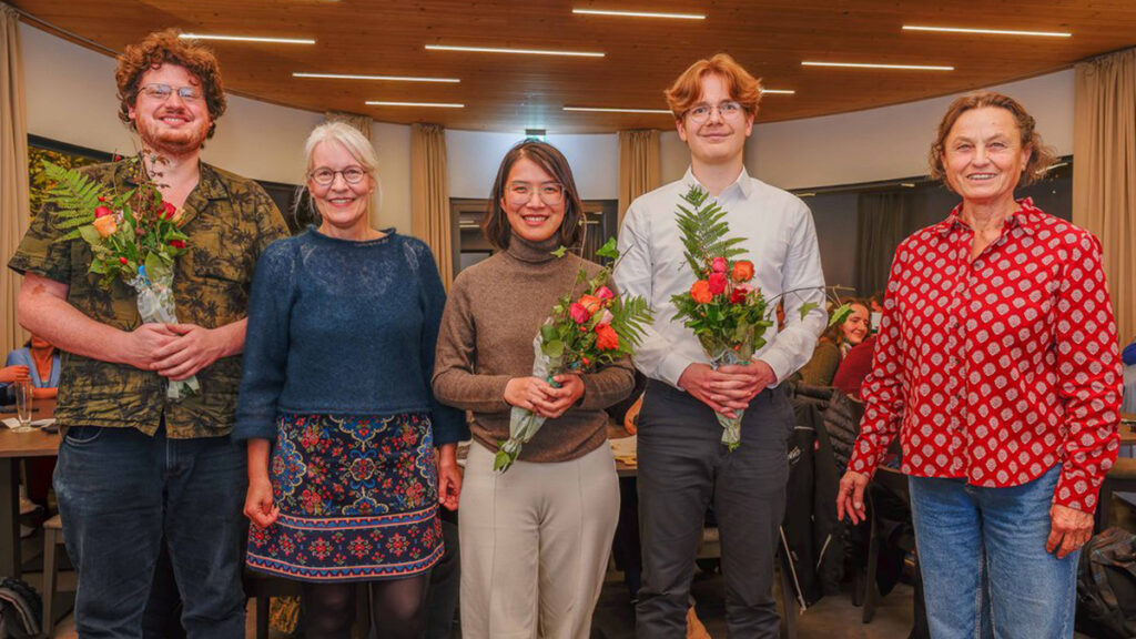 Marcus Nörren, Mitbewerber für die Kandidatur, Anke Much, Vorständlerin und Sprecherin des Grünen Kreisverbands Calw, Thuy Nga Trinh, frisch gewählte Kandidatin für die Bundestagswahl 2025, Thomas Schmidtlein, Mitbewerber und Esther Kiessling, Vorständlerin und Sprecherin des Grünen Kreisverbands Freudenstadt - Fotograf: Wolfgang Much